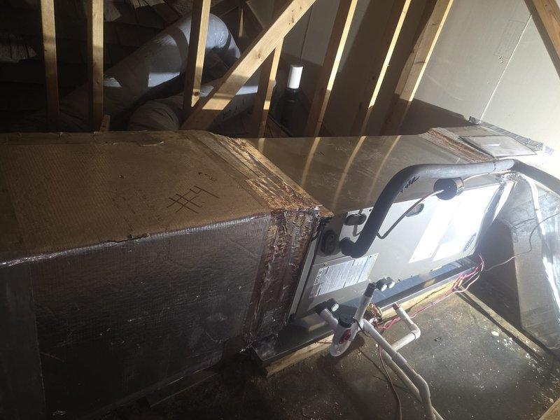 Successfully completed installation of a new Carrier HVAC system, including a 3.5-ton 15 SEER heat pump (27SCA536A003), air handler (FJ5ANXB36L00), and 10kW electric heat pack (FF2601C10), along with a Honeywell Digital WiFi Thermostat. Removed old equipment, installed necessary metal duct transitions, replaced outdoor disconnect and electrical whip, and mounted outdoor unit on pressure-treated wood platform while reusing existing electrical, condensation and power lines.