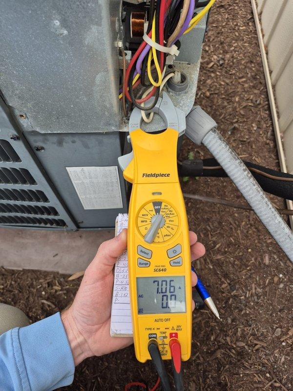 # HVAC Maintenance Service Summary

Completed routine spring preventive maintenance on single residential cooling system. Performed comprehensive system diagnostics including electrical testing of compressor amperage draw and capacitor measurements, verifying proper operation of outdoor condensing unit components. All electrical connections, contactors, and capacitors tested within manufacturer specifications. System operating normally with no deficiencies noted.