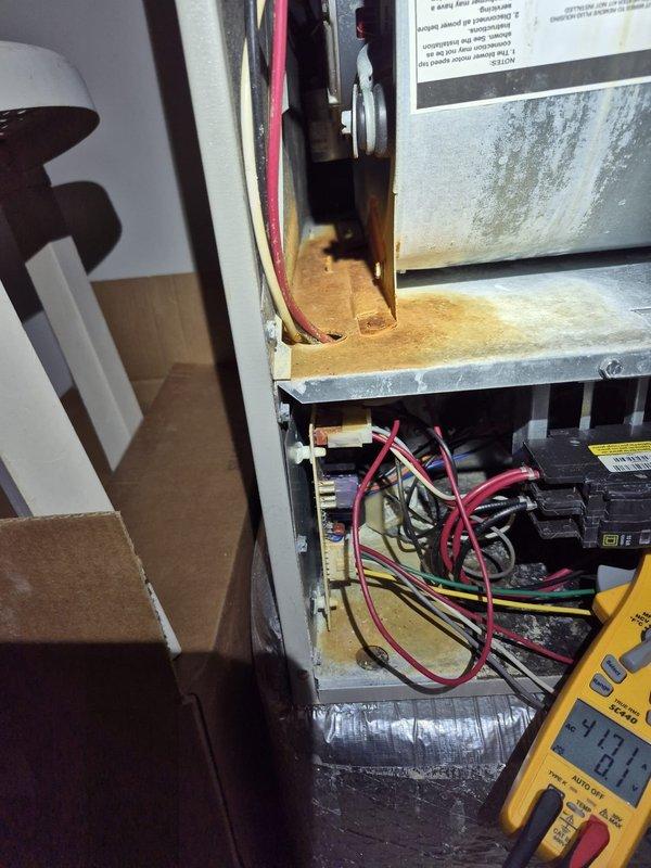 Performed routine cooling maintenance visit on residential HVAC system. Conducted comprehensive inspection of unit components, verified thermostat operation and calibration, tested electrical connections and voltage readings with multimeter, and inspected internal compartment for proper function. All systems operating within normal parameters upon completion of scheduled maintenance service.