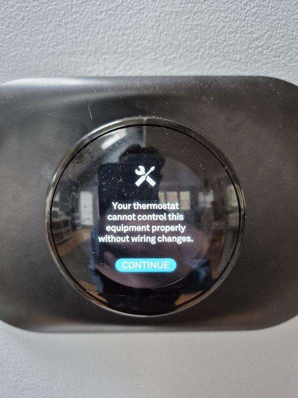 Responded to no cooling call on residential HVAC system. Upon arrival, found Nest thermostat displaying error code e103 indicating a wiring issue with the Y1 wire connection. Thermostat was unable to control cooling equipment properly due to detected wiring fault. Diagnosed and corrected Y1 wire connection issue at thermostat, resolving communication error between thermostat and air conditioning system. Verified proper thermostat operation and system functionality upon completion.