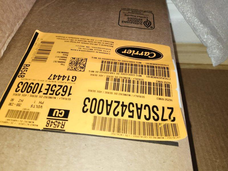 Removed and disposed of existing geothermal equipment and installed complete dual fuel heating and cooling system. Installed Carrier 59SC2E080M21 96% two-stage gas furnace with variable speed blower for natural gas operation in attic space. Mounted Carrier 27SCA542A003 3.5-ton 15 SEER heat pump outdoor unit on pressure-treated wood platform. Installed Carrier CAAMP6121 evaporator coil and fabricated metal duct transitions to adapt new equipment to existing ductwork. Extended refrigerant lineset from basement geothermal cube location through exterior wall to new outdoor unit position. Replaced outdoor disconnect and electrical whip to meet code requirements for new equipment. Reused existing filter rack at unit and provided two 20x20x5 filters with installation. Reused existing electrical service, condensate drain lines, and power connections where applicable. Installed Honeywell digital dual fuel thermostat system with wireless outdoor temperature sensor for optimized heating source se