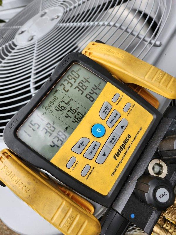 Completed full HVAC system replacement including removal and disposal of existing equipment. Installed new Carrier 27SCA530A003 2.5-ton 15 SEER heat pump outdoor unit on pressure-treated wood platform, Carrier FJ5ANXB30L00 air handler, and Carrier FF2601C10 10kw electric heat pack. Fabricated and installed metal duct transitions to adapt new equipment to existing ductwork. Replaced outdoor disconnect and electrical whip while reusing existing condensation lines and power supply. Installed Honeywell TH6320WF digital WiFi thermostat for system control. Performed system startup, tested all electrical connections and refrigerant levels, and verified proper operation of heating and cooling modes. Unit filter installed at air handler location. System commissioned and left in full working order with one-year parts warranty from installation date.