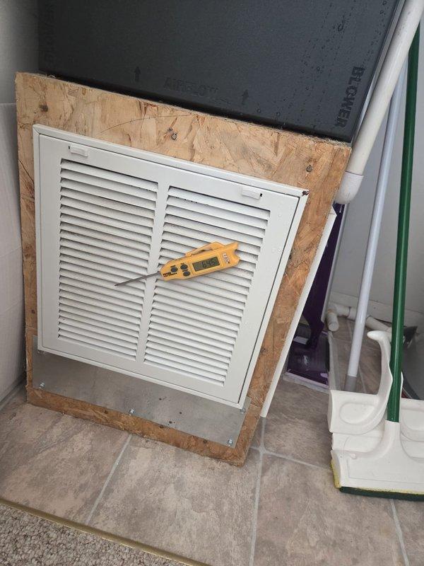 Performed seasonal cooling system maintenance and diagnostics on residential HVAC unit. Conducted electrical testing and measurements using digital multimeter at both the air handler and return air system to verify proper voltage and system operation. Inspected all accessible components and documented equipment condition with photos for service records.