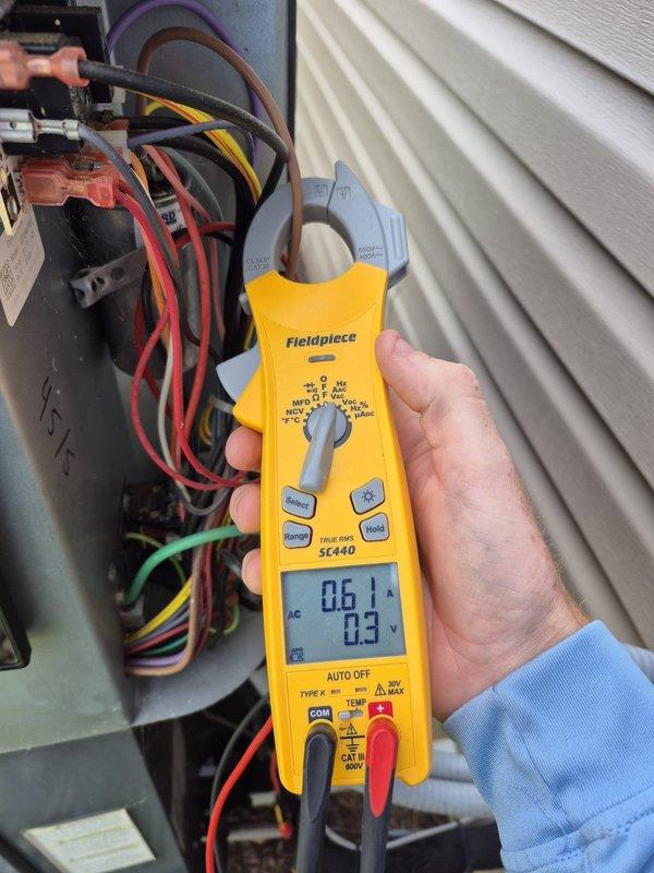 Performed comprehensive cooling system maintenance and diagnostics. Conducted electrical measurements using clamp meter at outdoor condensing unit and indoor air handler control panel, verifying proper amperage draws and system operation. Delivered and installed case of 16x25x1 air filters as previously ordered by customer.