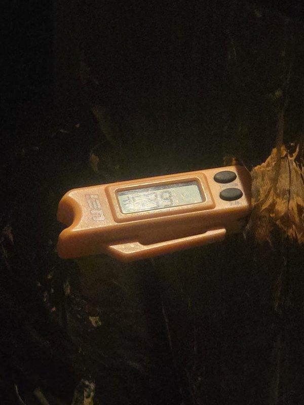 Performed routine preventive maintenance on residential cooling system. Used digital multimeter to verify electrical readings and proper voltage levels across system components, confirming all measurements within manufacturer specifications at 0.67 reading. Checked temperature differential and system operation using calibrated temperature probe to ensure adequate cooling performance and proper refrigerant cycle function.