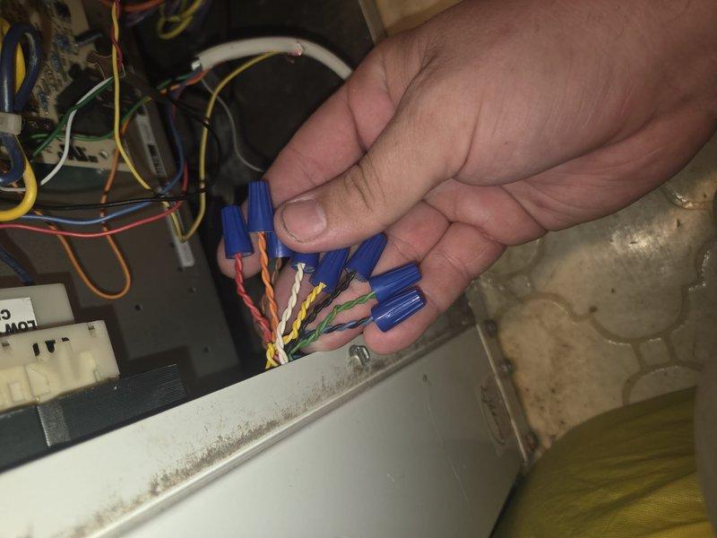Completed routine cooling maintenance visit on residential HVAC system. Performed comprehensive inspection of air handler unit and associated electrical connections in mechanical room. Verified proper wire terminations and electrical connections at control panel, ensuring all wire nuts and conductor splices were secure and code-compliant. Inspected copper refrigerant lines, ductwork, and system components for proper operation and physical condition. All equipment found operating within normal parameters with no deficiencies noted.