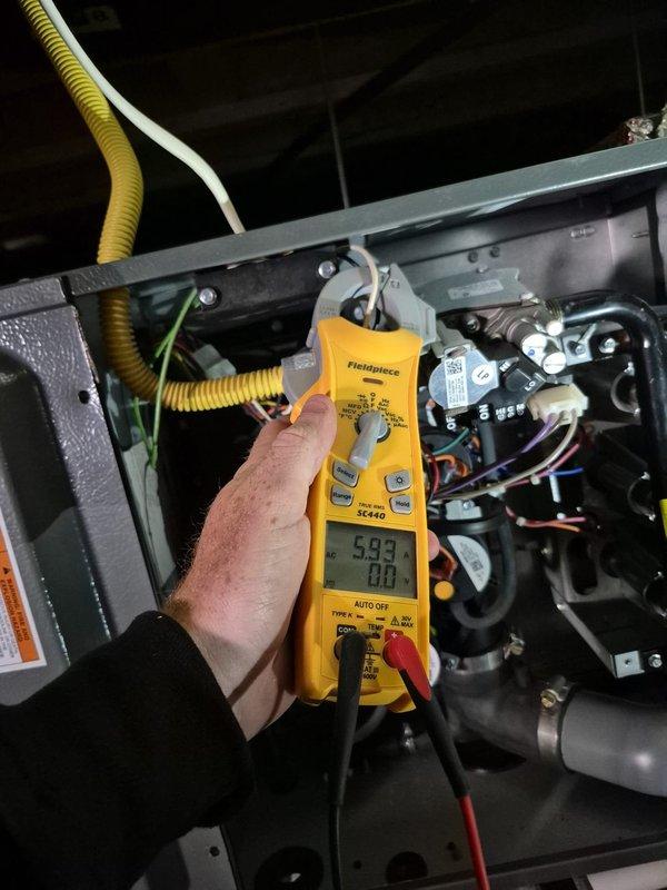 Completed preventative maintenance cooling inspection on Mitsubishi Electric mini-split system. Performed electrical diagnostics using multimeter to verify proper voltage and amperage readings, inspected outdoor condenser unit for proper operation, checked refrigerant lines and drainage system, and evaluated overall system performance. Also conducted assessment of additional mini-split unit in sunroom for potential service contract inclusion.