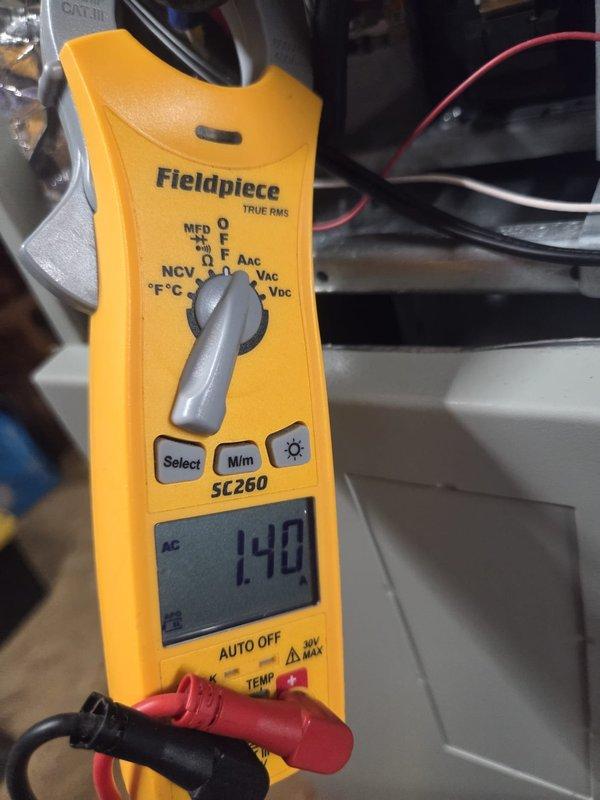Completed routine cooling maintenance visit on two HVAC systems. Performed system diagnostics using digital multimeter to verify electrical parameters, recording 140VAC operating voltage. Measured supply air temperature at 50.0°F, confirming proper cooling operation and refrigerant charge. Both systems operating within normal specifications with no issues identified.