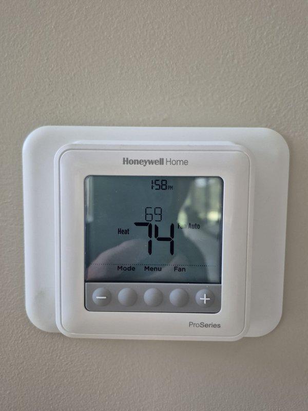 Completed scheduled maintenance inspection on two cooling systems. Verified proper thermostat operation on both Honeywell Home ProSeries units, confirmed accurate temperature readings and system response. Performed comprehensive system checks including refrigerant levels, electrical connections, condensate drainage, and airflow measurements. Both systems operating within manufacturer specifications with no deficiencies noted.