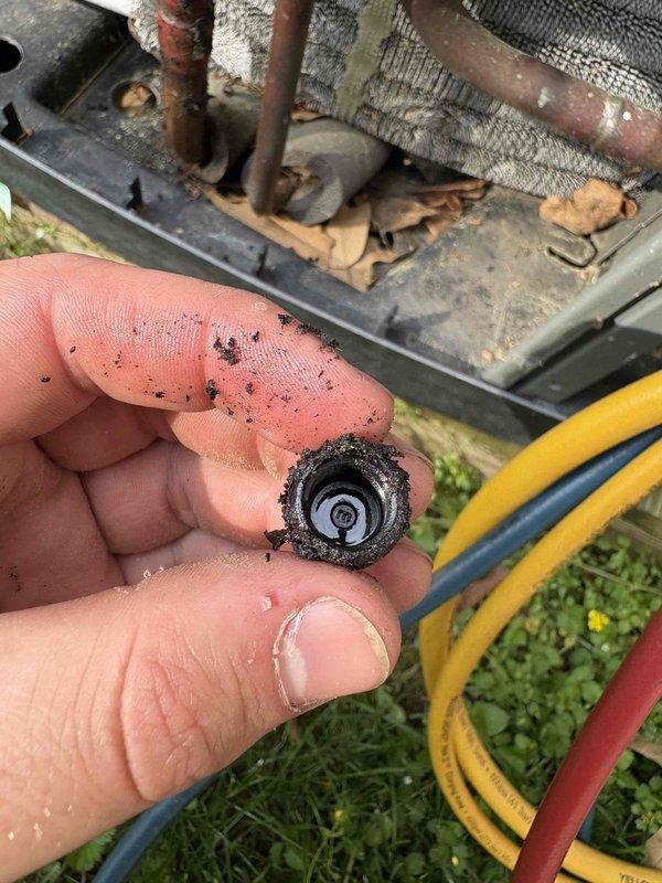 Responded to no cooling complaint on upstairs unit. Upon inspection, discovered failed dual run capacitor preventing compressor and condenser fan operation. Removed defective capacitor showing visible signs of failure and replaced with new component. Verified proper system operation, confirmed adequate airflow, and tested cooling cycle. Unit now operating within normal parameters and delivering cold air to living space.
