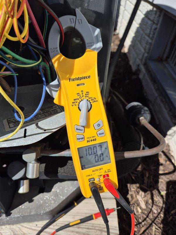Completed preventive maintenance cooling visit on two HVAC systems. Performed electrical diagnostics using clamp meter to verify proper amperage draws and system performance on both outdoor condensing units. All electrical connections, refrigerant pressures, and operational parameters tested and found within normal specifications. Systems operating efficiently with no issues identified.