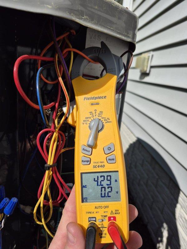 Completed preventive maintenance cooling visit on two HVAC systems. Performed electrical diagnostics using clamp meter to verify proper amperage draws and system performance on both outdoor condensing units. All electrical connections, refrigerant pressures, and operational parameters tested and found within normal specifications. Systems operating efficiently with no issues identified.