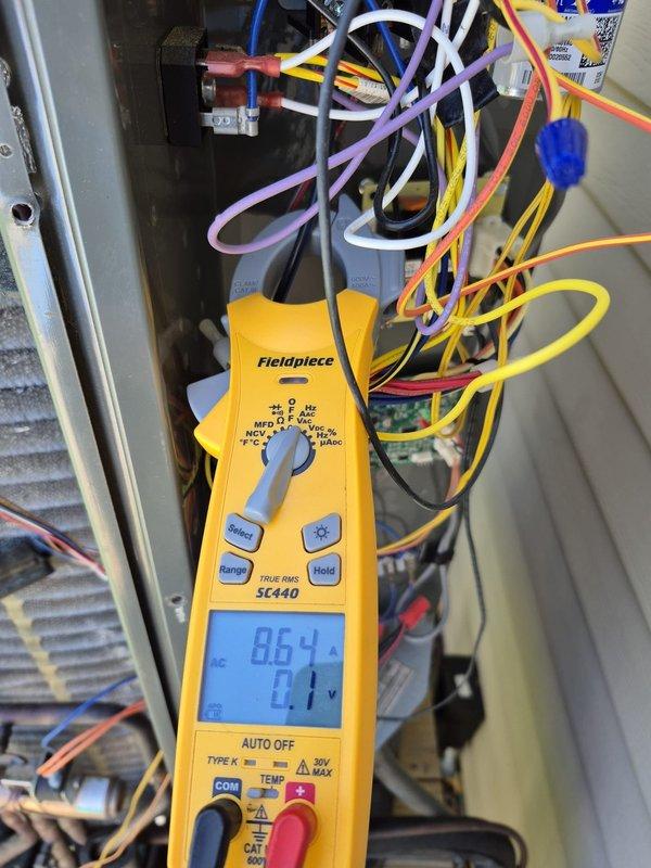 Completed scheduled cooling maintenance visit on HVAC system. Performed comprehensive electrical diagnostics using digital multimeter to verify proper voltage and amperage readings across control circuits and components. All electrical connections tested within normal operating parameters. Verified thermostat operation and confirmed system cycling properly between heating and cooling modes with fan circulation functioning as programmed.