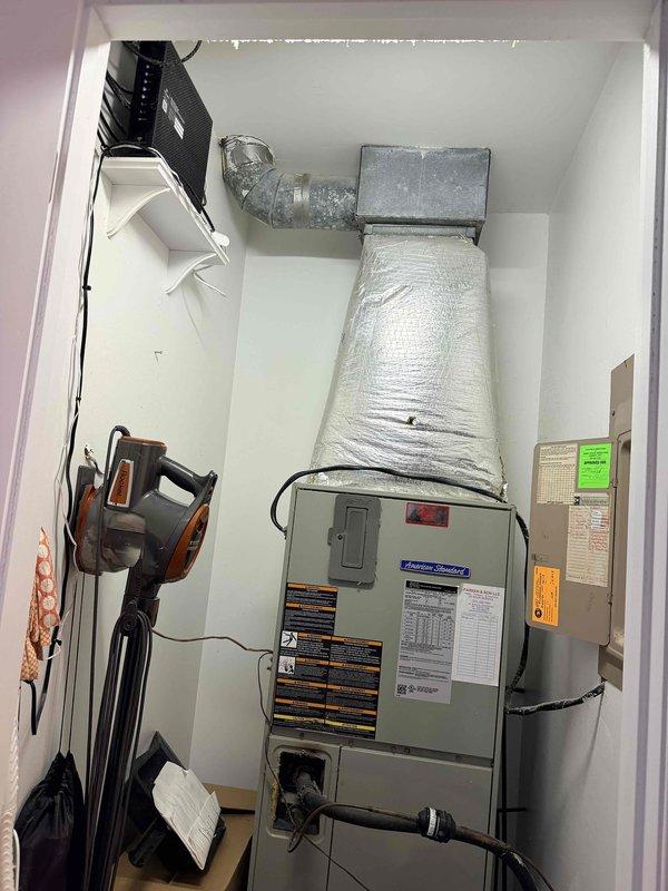 Diagnosed refrigerant leak on outdoor coil of 18-year-old American Standard system (Model 4A7A4024L1000BA). Outdoor unit exhibited significant rust deterioration, prompting recommendation for full system replacement evaluation. Prepared warranty repair estimate for outdoor coil replacement including new coil, filter drier, and refrigerant line modifications, with parts ordered for scheduled installation.