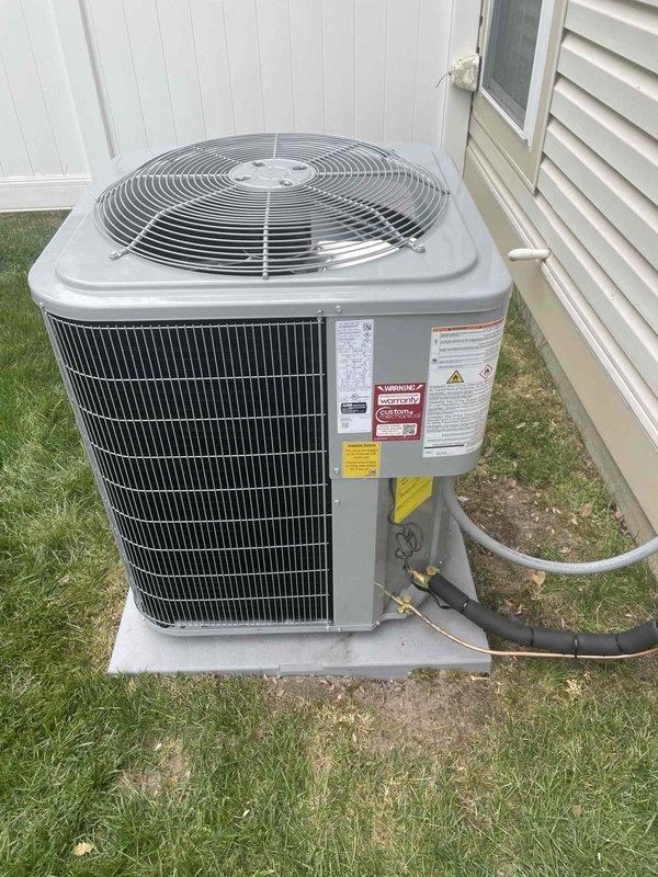 Completed full HVAC system replacement including removal and disposal of existing equipment. Installed new 59SC2E060 furnace with LP conversion kit, CAAMP3017 evaporator coil, and 26SCA530 2.5 ton 14 SEER air conditioning unit on outdoor pad with proper electrical whip and disconnect. Set furnace with return plenum, adapted connections to existing fiberglass supply ductwork, and integrated with customer's existing WiFi thermostat. Flushed refrigerant lines, performed pressure testing to verify system integrity, and recharged refrigeration system to manufacturer specifications. Verified draft pressure readings at 3.59 inwc using calibrated digital manometer. System commissioned and tested for proper operation with all components functioning within normal parameters. One-year parts and labor warranty provided on complete system installation.