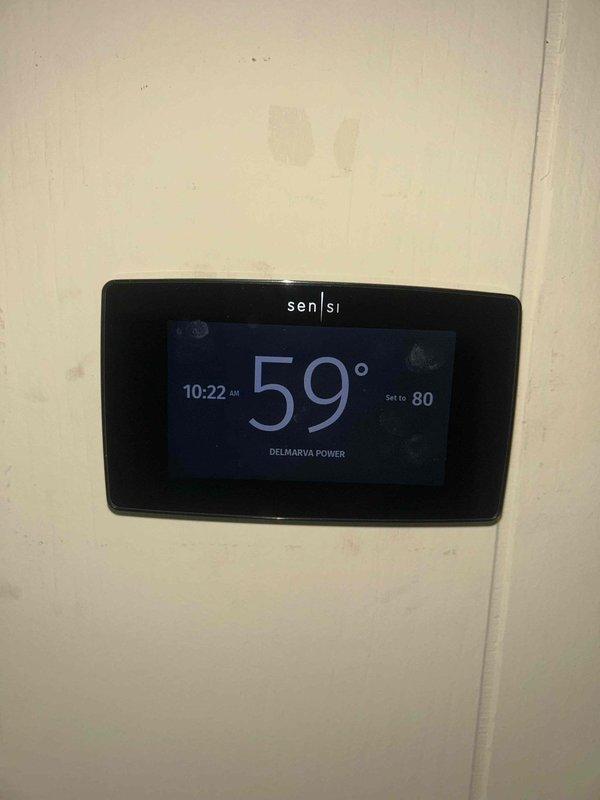 Completed routine cooling maintenance visit on two HVAC systems. Inspected outdoor condenser unit, verified refrigerant lines and electrical connections, and confirmed thermostat operation showing proper temperature control at 80-degree setpoint. All systems operating within normal parameters with no issues identified.