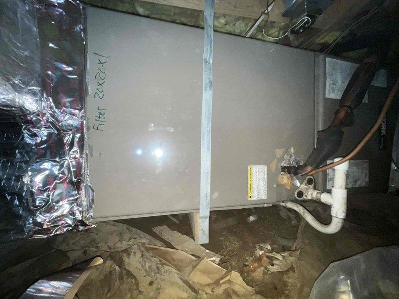 Performed leak search on HVAC system and determined suspected refrigerant loss was likely originating from Schrader core valves rather than system components. Replaced core valves and pressurized system to 367 psig for leak verification testing. Follow-up visit scheduled to confirm pressure holding and complete system startup if no pressure drop detected.