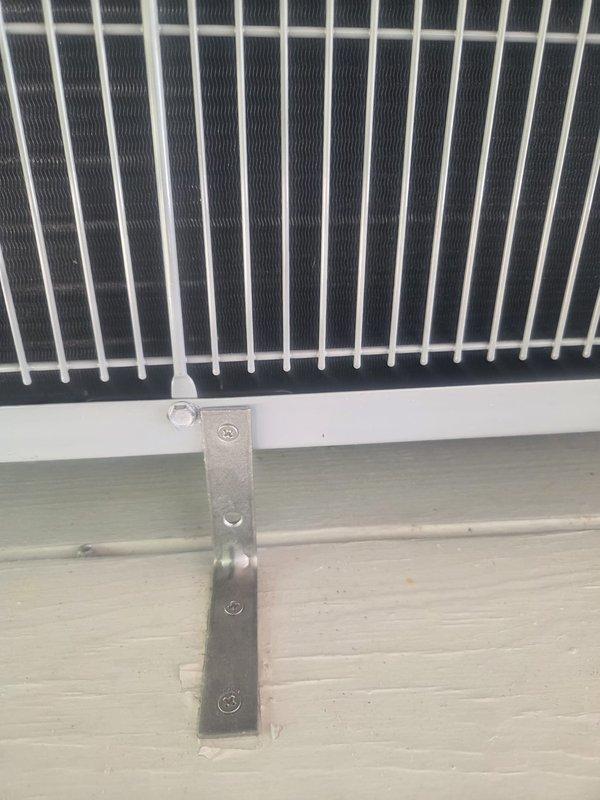 Returned to complete warranty work by replacing galvanized mounting brackets with stainless steel brackets on the air handler per homeowner specifications. Coordinated outdoor unit removal to allow third-party contractor access for wooden platform repair, then reinstalled the Carrier 3-ton heat pump condensing unit once stand work was completed. Re-routed flex ductwork to improve airflow distribution to bedroom while maintaining proper connection to the existing duct system.