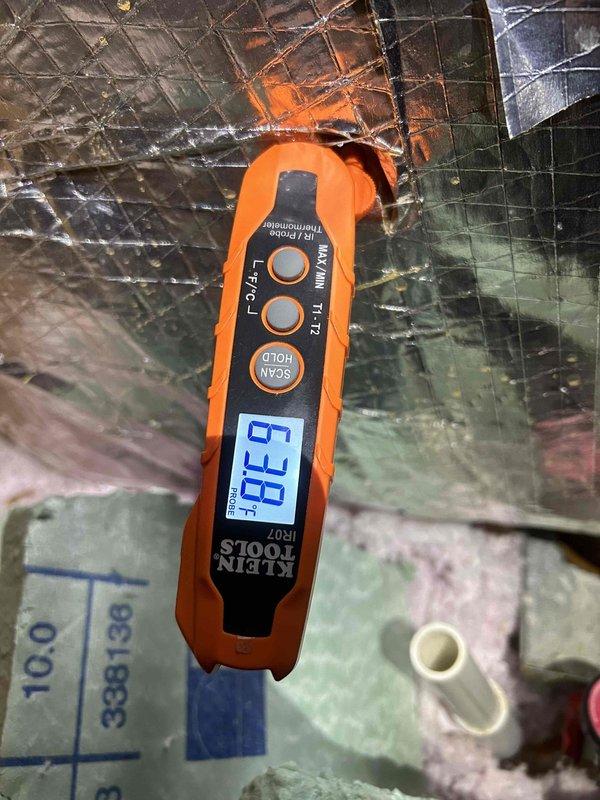 Completed scheduled cooling maintenance visit for facility with multiple HVAC systems. Performed temperature diagnostics on supply ductwork, recording supply air temperature of 43.1°F and return air temperature of 86.3°F, indicating proper system operation and adequate temperature differential. Inspected ductwork insulation in mechanical areas for integrity and proper sealing. All systems operating within normal parameters at time of service.
