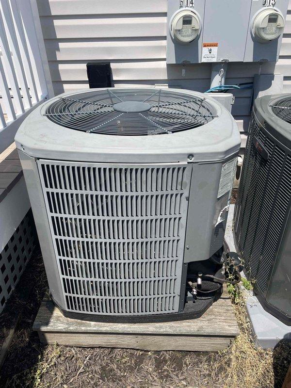 Responded to no cooling complaint on rooftop HVAC system. Upon arrival, found outdoor condenser unit low on refrigerant charge. Documented equipment condition and thermostat settings with photos for service records. Additional diagnostic time will be required to locate potential refrigerant leak, pressure test system, and determine if repair or recharge is most appropriate solution.