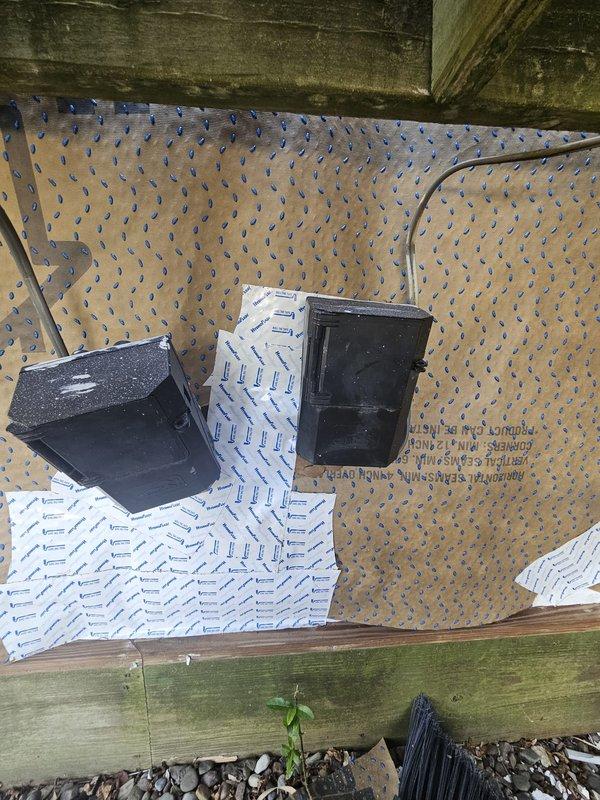 Responded to no cooling complaint on lower HVAC unit. Upon arrival, found system running with blower operational but not producing cool air. Inspected outdoor condensing unit located beneath deck structure, verified electrical connections and power supply to equipment, and documented installation conditions with photos for service records.