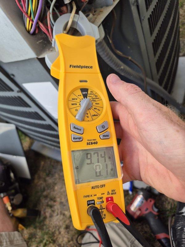 Completed scheduled cooling maintenance visit on residential HVAC system. Performed comprehensive electrical diagnostics using multimeter to verify proper voltage and amperage readings at the condensing unit and control panel. All electrical connections were inspected, system operational parameters were measured and found within manufacturer specifications, and unit was confirmed to be operating efficiently for the cooling season.