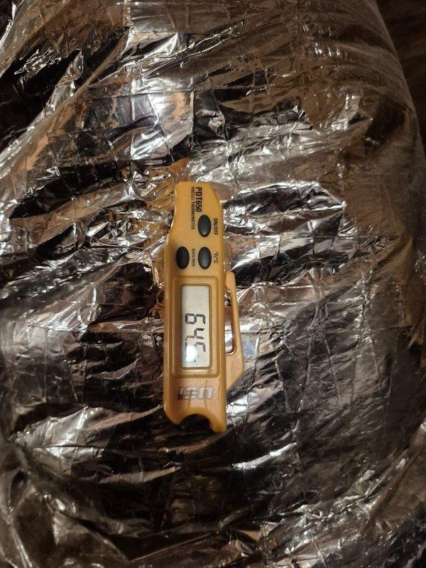 Responded to customer concern regarding insufficient cooling performance. Upon inspection, found aged capacitor showing significant corrosion and oxidation on terminals and housing, along with damaged ductwork insulation with multiple tears exposing foil backing. Measured supply air temperature at 57°F. Evaluated system components and determined capacitor replacement necessary to restore proper cooling capacity and system efficiency.
