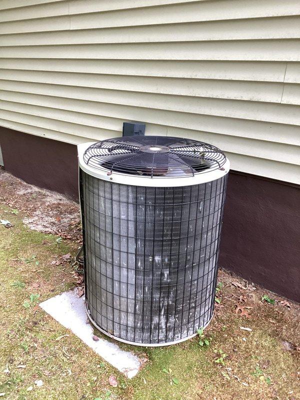 Responded to no cooling call on Payne system with Honeywell T6 thermostat reporting unit running constantly. Upon arrival, found outdoor condenser unit operational and indoor air handler accessible in attic space. Performed system diagnostics including thermostat operation, electrical connections, and airflow verification. Inspected 17.5-inch air handler unit and ductwork installation, checking for proper cycling and temperature differential. System evaluated for thermostat malfunction as potential cause of continuous operation issue.