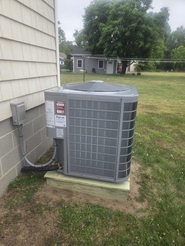 Completed full HVAC system replacement including removal and disposal of existing equipment. Installed new Carrier 27TPA836A003 3-ton two-stage heat pump on pressure-treated wood platform with new outdoor disconnect and electrical whip. Installed Carrier FT5ANXBC36L00 variable speed air handling unit in crawlspace with Carrier FF-2601C10 10kw electric heat pack. Fabricated and installed metal duct transitions to adapt new equipment to existing ductwork. Reused existing refrigerant lines, condensate drain, and power supply connections where feasible. Installed Honeywell digital WiFi thermostat for system control. Verified all electrical connections, refrigerant charge, airflow, and system operation. Unit tested and operating within manufacturer specifications.