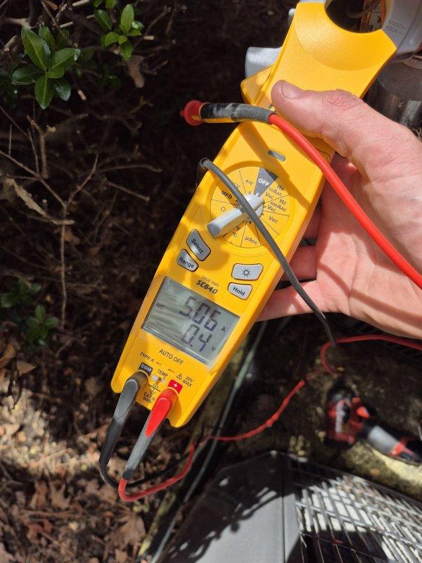 Completed routine cooling maintenance visit on residential HVAC system. Performed electrical diagnostics using clamp meter on outdoor condensing unit, verifying amperage draws and system performance. All measurements within normal operating parameters, unit operating properly with no issues found.