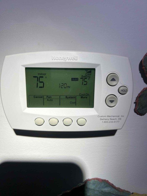 Replaced failed accumulator and filter on 2015 Carrier split system with outdoor unit located 8 feet up on platform and air handler on fourth floor. System restored to proper cooling operation with supply air temperature verified at 56.5°F and thermostat responding correctly. Completed preventative maintenance service following repair to ensure optimal system performance.