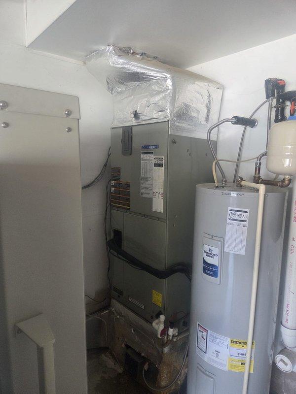 Completed preventive maintenance cooling visit on two-system HVAC installation. Serviced indoor air handler unit located in mechanical closet and outdoor condenser unit positioned on rear deck with lattice enclosure. Performed standard maintenance procedures including filter inspection, coil cleaning, refrigerant level verification, electrical connection checks, and operational testing on both systems. All equipment operating within normal parameters upon completion.