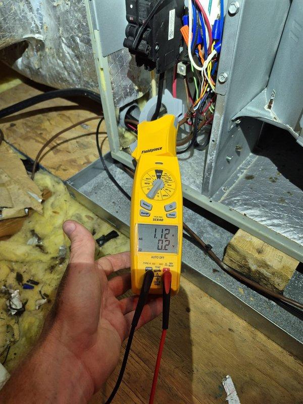 Performed routine cooling maintenance visit on two HVAC systems. Conducted comprehensive system diagnostics including temperature differential measurements across ductwork, recording supply air temperature of 74°F at insulated plenum. Performed electrical testing at control panel, measuring voltage and amperage readings of 112V and 42A respectively using digital multimeter. Inspected all accessible ductwork insulation for integrity, noting some wear on reflective foil facing. Verified proper operation of contactors and control components within electrical panels. All systems operating within normal parameters upon completion of maintenance procedures.