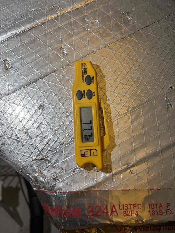 Responded to no cooling call on system serviced previous week. Upon arrival, found indoor temperature at 80°F with thermostat set to 70°F. Performed diagnostic testing using refrigerant manifold gauge set, which revealed abnormal pressure readings of 238.5 PSIG on high side at 145°F and significantly elevated superheat at 954%. Measured supply air temperature at 17.1°F at evaporator coil. Pressure and temperature readings indicated potential refrigerant flow restriction or system imbalance following previous repair work. Further diagnostics required to identify root cause of inadequate cooling performance and abnormal operating pressures.
