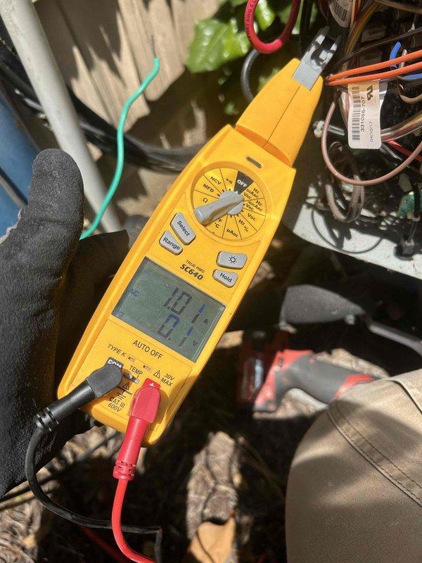 Replaced defective outdoor fan motor on Carrier model 25VNA036A0030040 unit under warranty coverage. Performed electrical diagnostics using multimeter to verify motor failure and conducted thermal imaging to assess system temperatures and confirm proper operation after installation. Old motor returned to counter per warranty protocol, system tested and operating within normal parameters.
