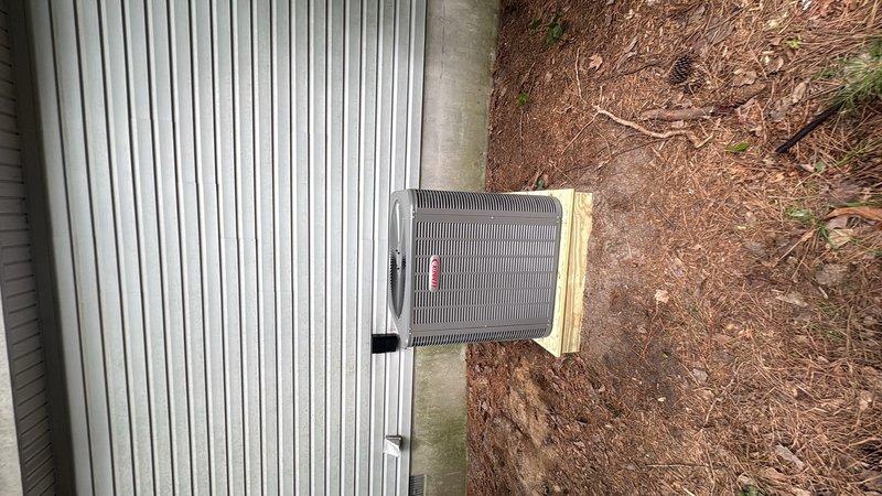 Completed full HVAC system replacement including removal and disposal of old equipment. Installed Lennox ML14KP1-036 3-ton 14 SEER heat pump on pressure-treated wood platform with new outdoor disconnect and electrical whip. Installed Lennox CBK45UHET-036 air handler in crawlspace with 10 kW electric heat pack and Honeywell digital thermostat. Fabricated and installed metal duct transitions to adapt new equipment to existing ductwork. Reused existing electrical service, condensate drain lines, and power connections where applicable. Filter grille location: 14x30x1. All equipment tested and operational upon completion.