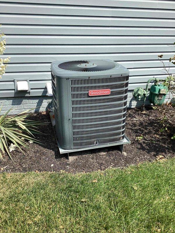 Responded to no cooling complaint on Goodman system. System was low on refrigerant charge. Added 2 lbs of R-410A refrigerant and injected UV dye into the system to aid in future leak detection. Diagnostic fee was waived. System restored to normal cooling operation upon completion.