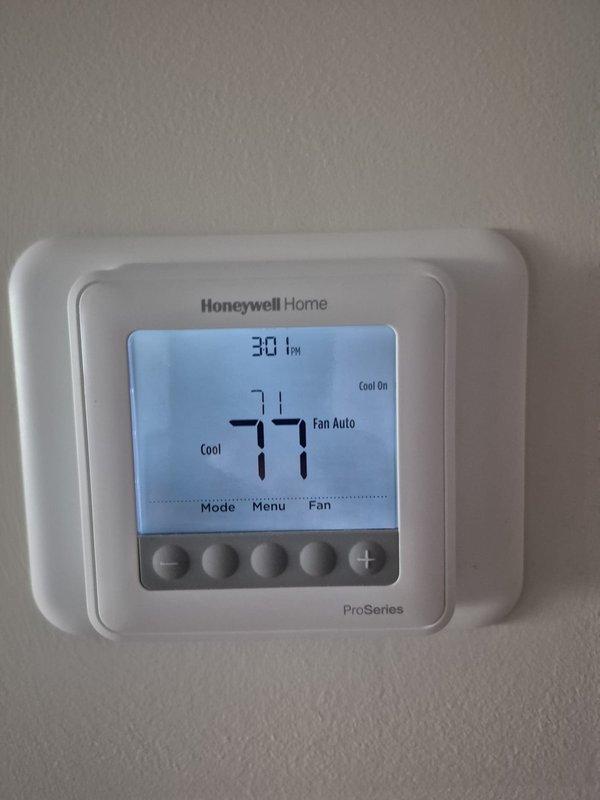 Responded to no cooling complaint on main floor unit. Upon arrival, found thermostat calling for cooling with system not operating. Performed diagnostic testing with multimeter to check electrical components and verified system status. System restored to proper cooling operation.