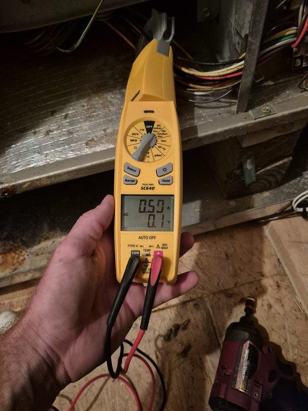 Performed routine cooling maintenance visit on residential HVAC system. Conducted electrical diagnostics using digital multimeter, measuring voltage and amperage at the control board and verifying proper capacitor operation. All electrical components tested within normal operating parameters, and system confirmed to be functioning correctly for the cooling season.