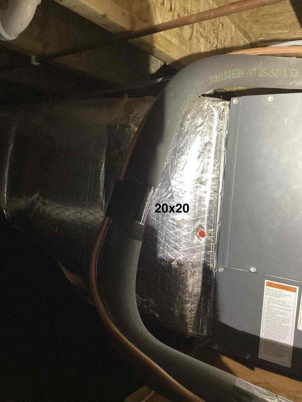 Responded to emergency no-cooling call for heat pump system showing error code on thermostat. Upon arrival, found 2015 original equipment communicating furnace and air handler installation in basement/attic configuration. Diagnosed system fault, cleared error code, and verified proper operation of heat pump components. Documented equipment condition with photos showing furnace unit with communicating technology, associated ductwork including 20x20 plenum, and PVC condensate drainage system. System restored to normal cooling operation.