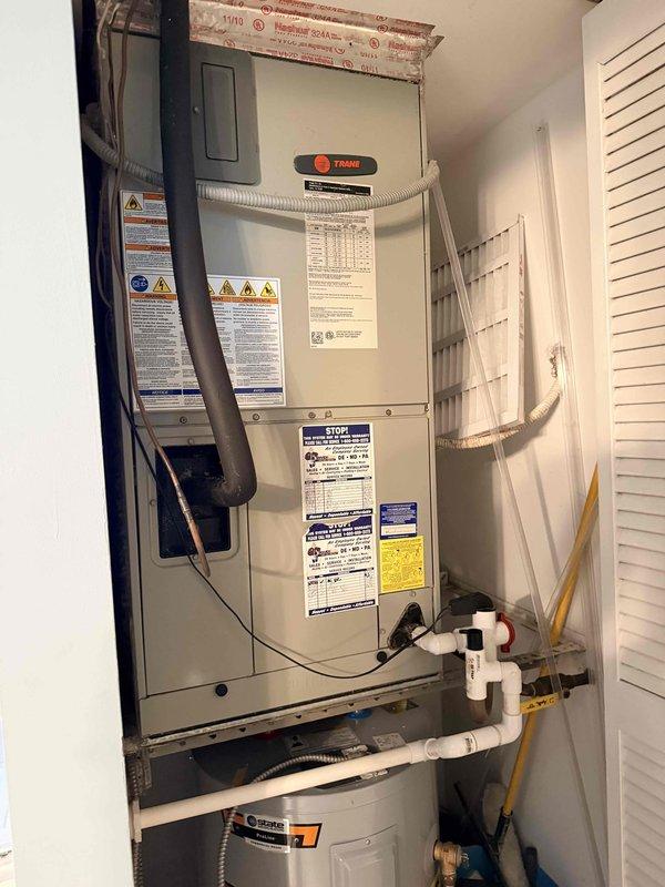 Conducted site assessment at rental property for HVAC system replacement. Evaluated existing Trane air handler unit and associated equipment located in hall closet. Documented current system configuration including electrical connections, ductwork, and thermostat operation. Prepared comprehensive replacement estimate and proposal for complete system upgrade. Coordinated follow-up communication regarding equipment options and installation scheduling.