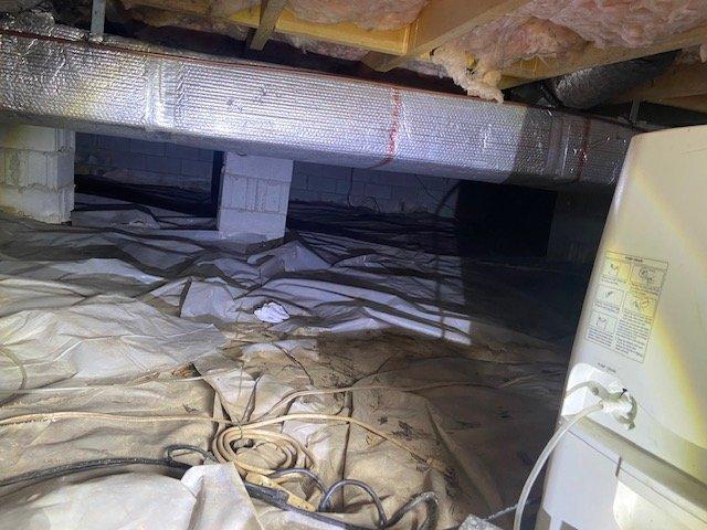 Conducted thorough assessment of existing ductwork system in crawl space to evaluate airflow distribution and identify opportunities for improved system performance. Inspected current return air configuration, HVAC equipment placement, and duct insulation conditions throughout the underfloor area. Documented existing system layout including flex duct runs, vapor barrier condition, and structural accessibility to provide comprehensive estimate for adding additional return air ductwork to enhance overall system balance and efficiency.