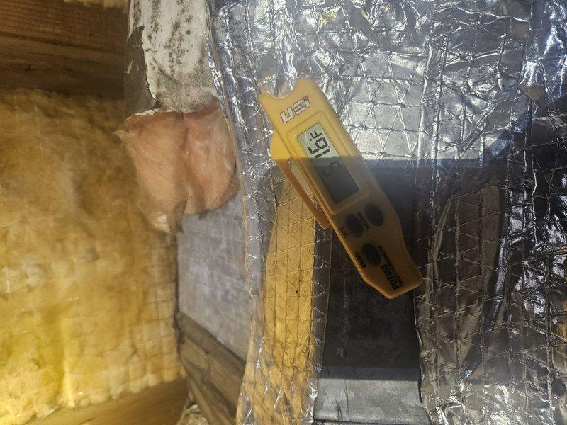Responded to no cooling complaint on Rheem HVAC system. Upon arrival, confirmed inadequate cooling performance during high ambient temperature conditions. Performed diagnostic testing including temperature differential measurements at supply and return, verified refrigerant charge levels, and inspected ductwork insulation in attic space for proper sealing and thermal efficiency. System evaluated and measurements documented with thermal imaging equipment to identify performance issues affecting cooling capacity during peak load conditions.