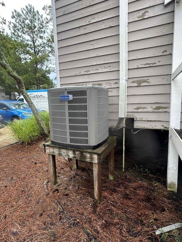 Responded to no cooling complaint with indoor temperature at 83°F despite both central HVAC system and living room mini-split running continuously. Upon inspection of outdoor condenser unit and attic-mounted air handler, diagnosed low refrigerant charge affecting system capacity. Evacuated remaining refrigerant, performed leak check, repaired leak, and recharged system to manufacturer specifications, restoring proper cooling operation and airflow throughout the residence.