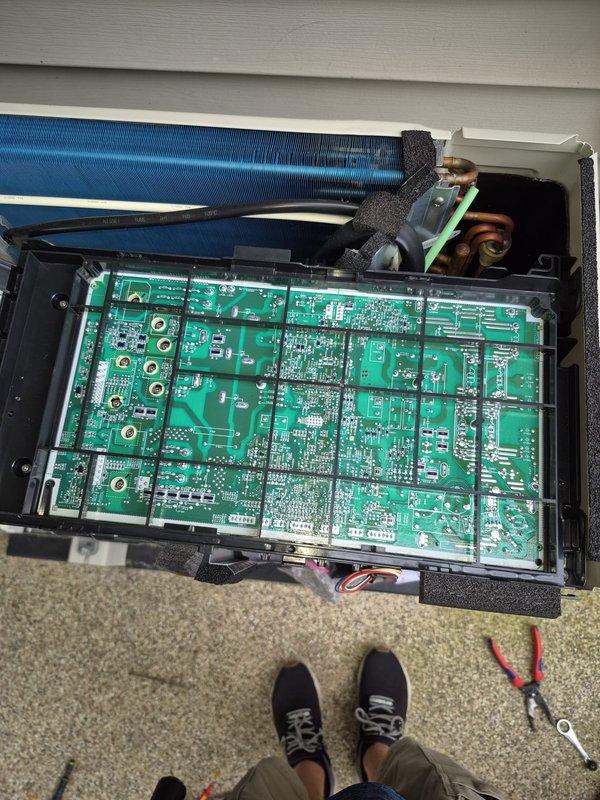 Diagnosed and repaired a Mitsubishi mini-split outdoor unit (Model: SUZ-AA15NLHZ, Serial: 4ZM0041965TQB2) with failed surge protector and defective choke coil/reactor. Consulted with Mitsubishi technical support to confirm diagnosis, ordered replacement parts which experienced manufacturer backorder delays, and completed installation of both components upon part arrival. Returned defective choke coil to warehouse per warranty requirements and verified system operation following repairs.