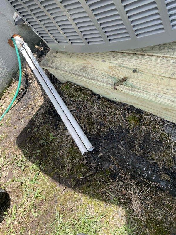 Removed and disposed of two existing ducted heat pump systems from the property. Installed two Lennox EL19KPV-024 2-ton 19 SEER heat pumps on pressure-treated wood platforms with surge disconnects and electrical whips. Installed two Lennox CBK45HUVT-030 fan coil units in drain pans for second floor application, each equipped with ECB45-10CB 10kW backup electric heaters with dedicated breakers. Ran new refrigeration linesets between outdoor units and indoor air handlers, concealing second floor lines in white PVC covering where exposed on building exterior. Installed two Honeywell THX1200W Wi-Fi programmable thermostats for system control. Tested all equipment for proper operation and verified system performance upon completion.