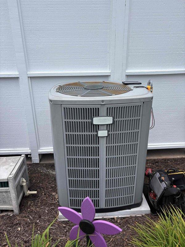 Completed comprehensive tune-up and inspection of residential split system HVAC unit. Performed preventive maintenance on outdoor condenser unit and indoor air handler located in attic space, including filter check, electrical connections inspection, and system performance verification. All components found operating within normal parameters with no immediate repairs required.