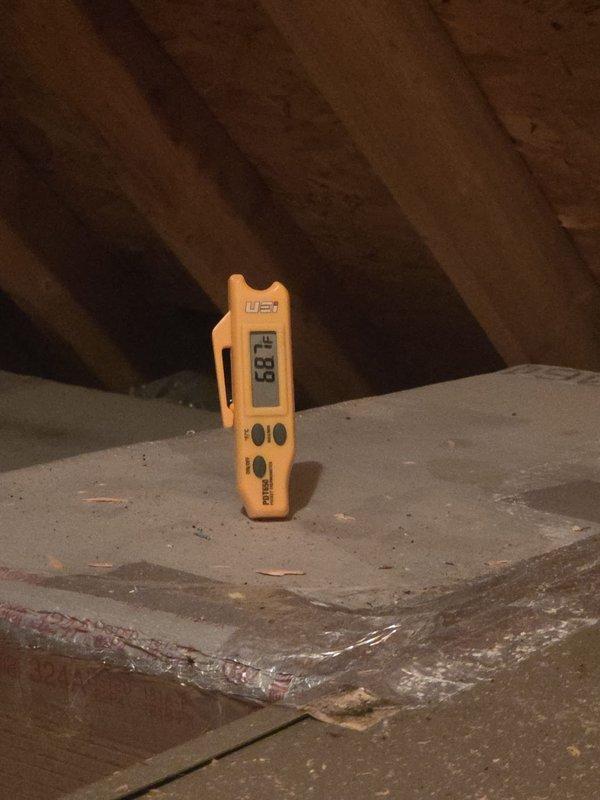 Responded to no cooling complaint with system running constantly and unable to reach setpoint temperature. Upon arrival, found thermostat displaying error message. Performed diagnostic testing using digital manifold gauges and measured system pressures and temperatures at the evaporator coil. Identified low refrigerant charge as primary issue affecting cooling capacity. System evaluation revealed pressures significantly below manufacturer specifications, preventing proper heat transfer and causing continuous compressor operation without adequate temperature reduction. Documented system conditions with diagnostic equipment readings and evaporator coil condition for service records.
