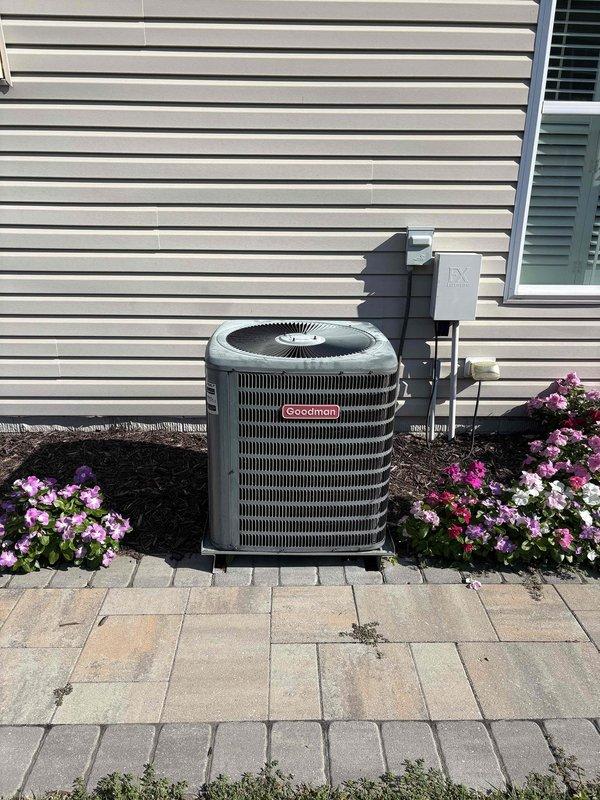 Responded to customer concern regarding inadequate cooling performance. Upon arrival, performed visual inspection of outdoor Goodman condensing unit and indoor components. Unit appeared to be in good physical condition with no obvious signs of damage or debris obstruction. Checked system operation, verified thermostat settings, and assessed airflow at supply registers. Further diagnostic testing would be required to determine root cause of reported cooling deficiency, including refrigerant charge verification, temperature differential measurements, and electrical component testing.