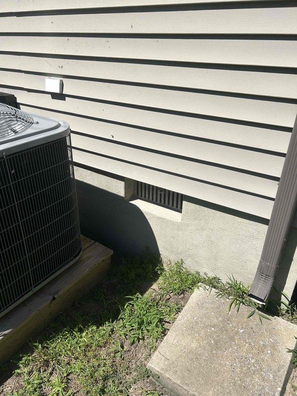 Responded to no cooling complaint with reported 70% indoor humidity levels on system that has experienced recurring issues since installation. Performed diagnostic evaluation of outdoor condensing unit and indoor ductwork system, documenting conditions with photos showing duct connections and exterior equipment placement. Customer approved proceeding with billable repair work following waived diagnostic assessment to address ongoing comfort and dehumidification concerns.